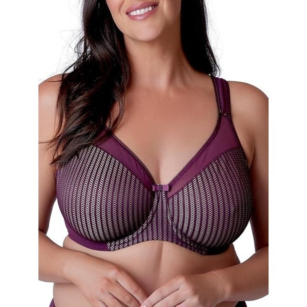 Berlei Beauty Stripe Red Bra Smoothing Minimiser Patterned Lace Lingerie 38G NEW